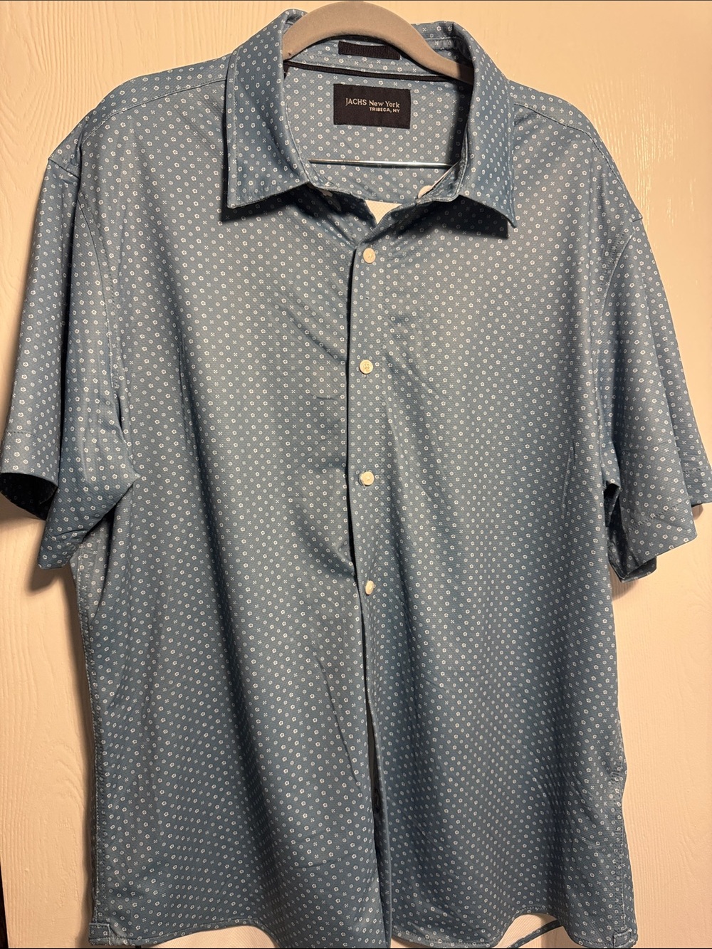 Jachs NY Men's Light Blue Short Sleeve Button-Up Shirt
